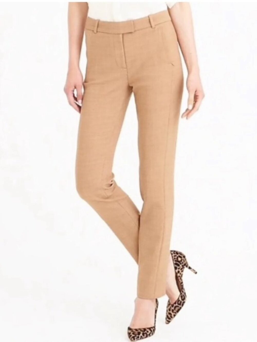 J. Crew Petite Maddie Full-Length Trouser Heather Saddle Camel Tan 2P #A3010